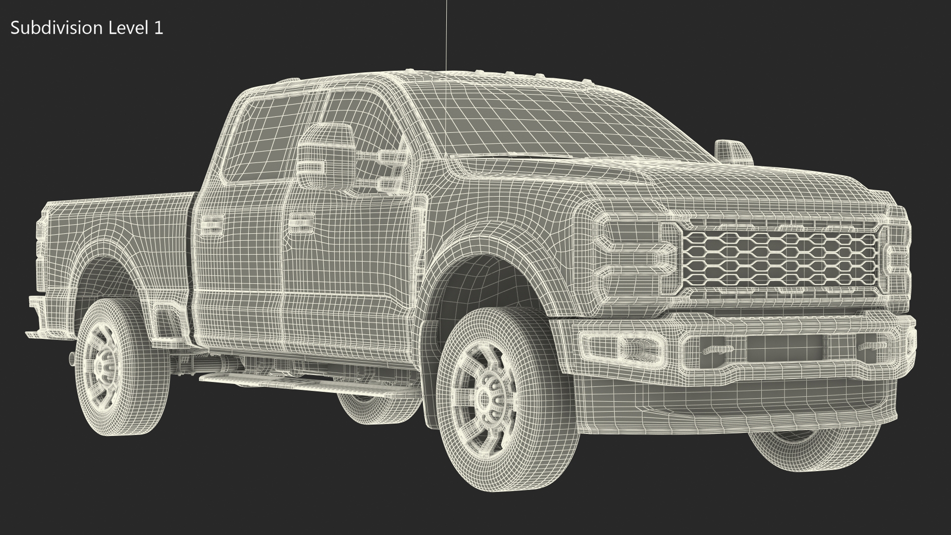 White Heavy Duty Pickup Truck 3D model