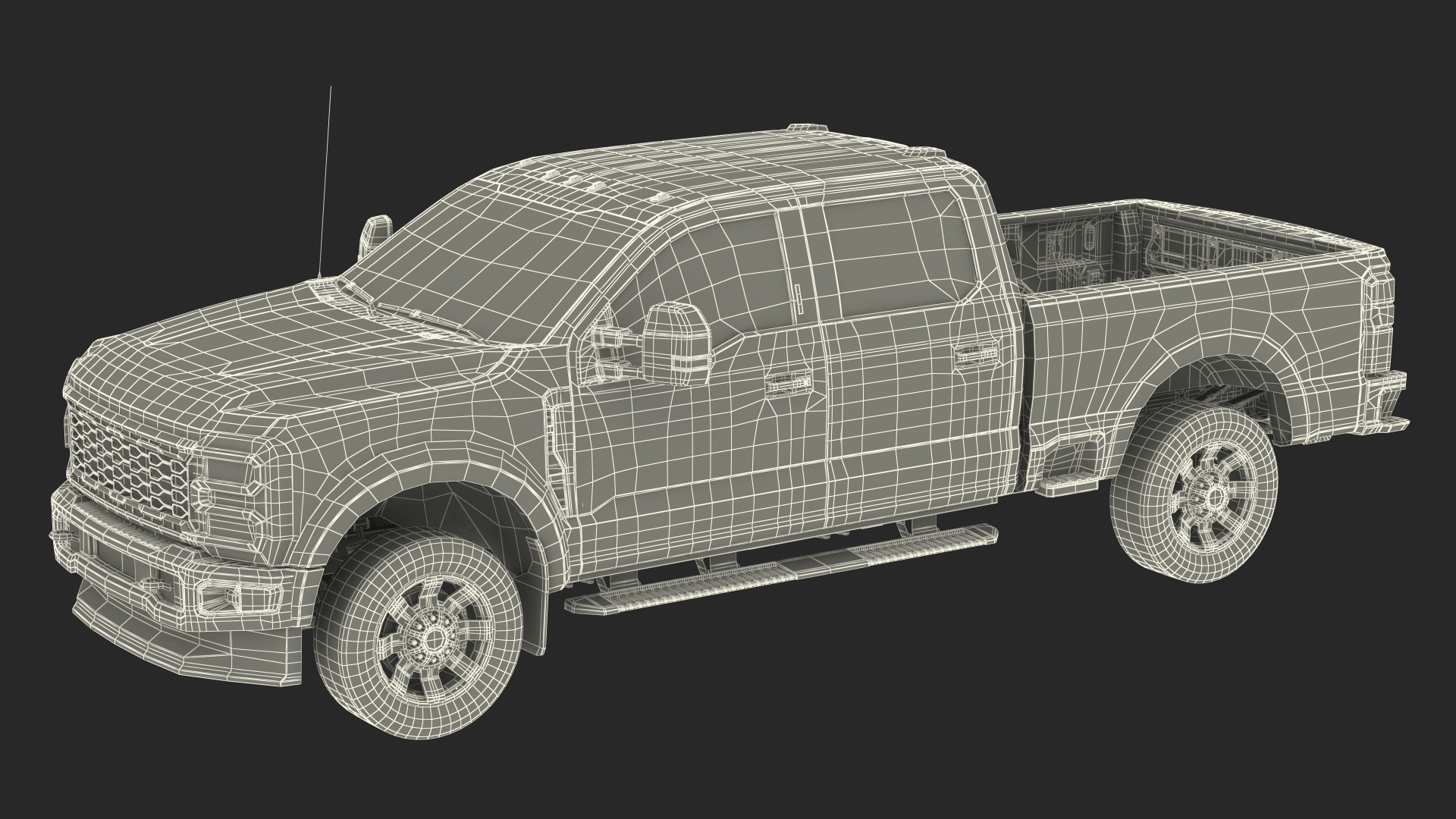 White Heavy Duty Pickup Truck 3D model