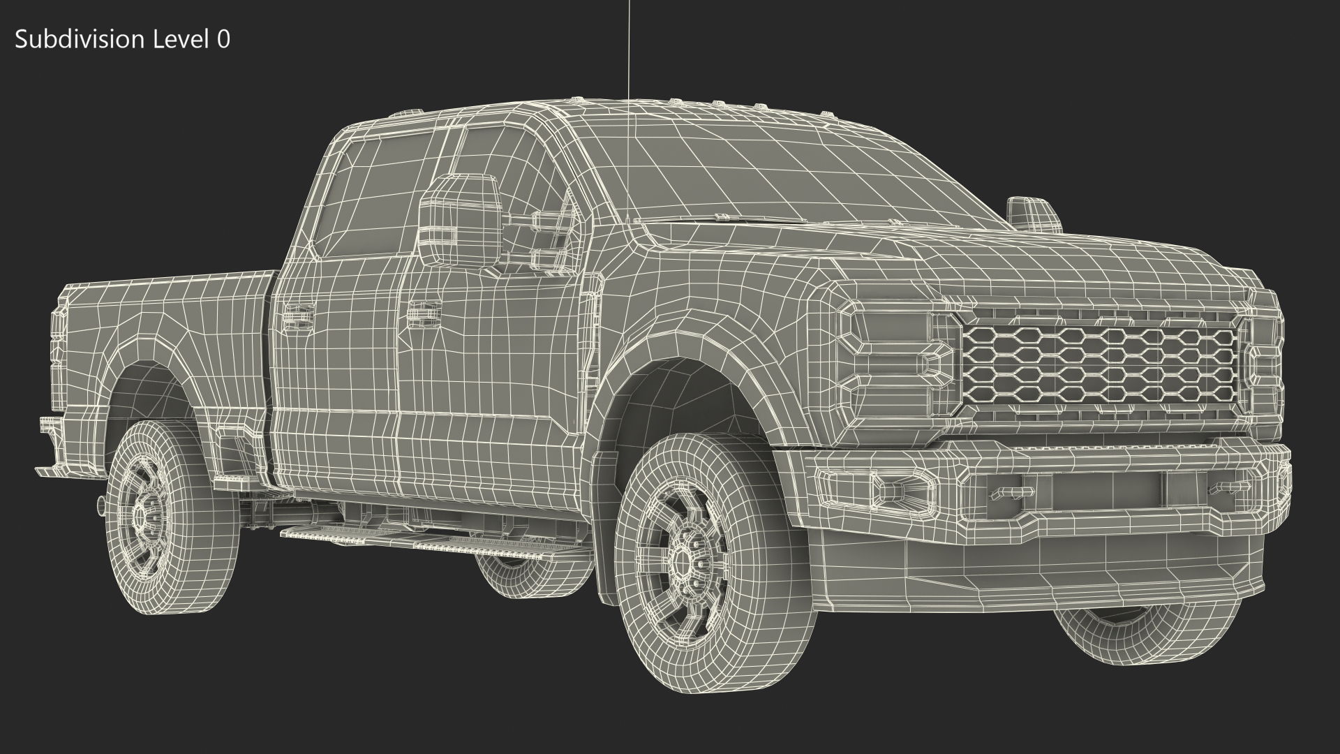 White Heavy Duty Pickup Truck 3D model