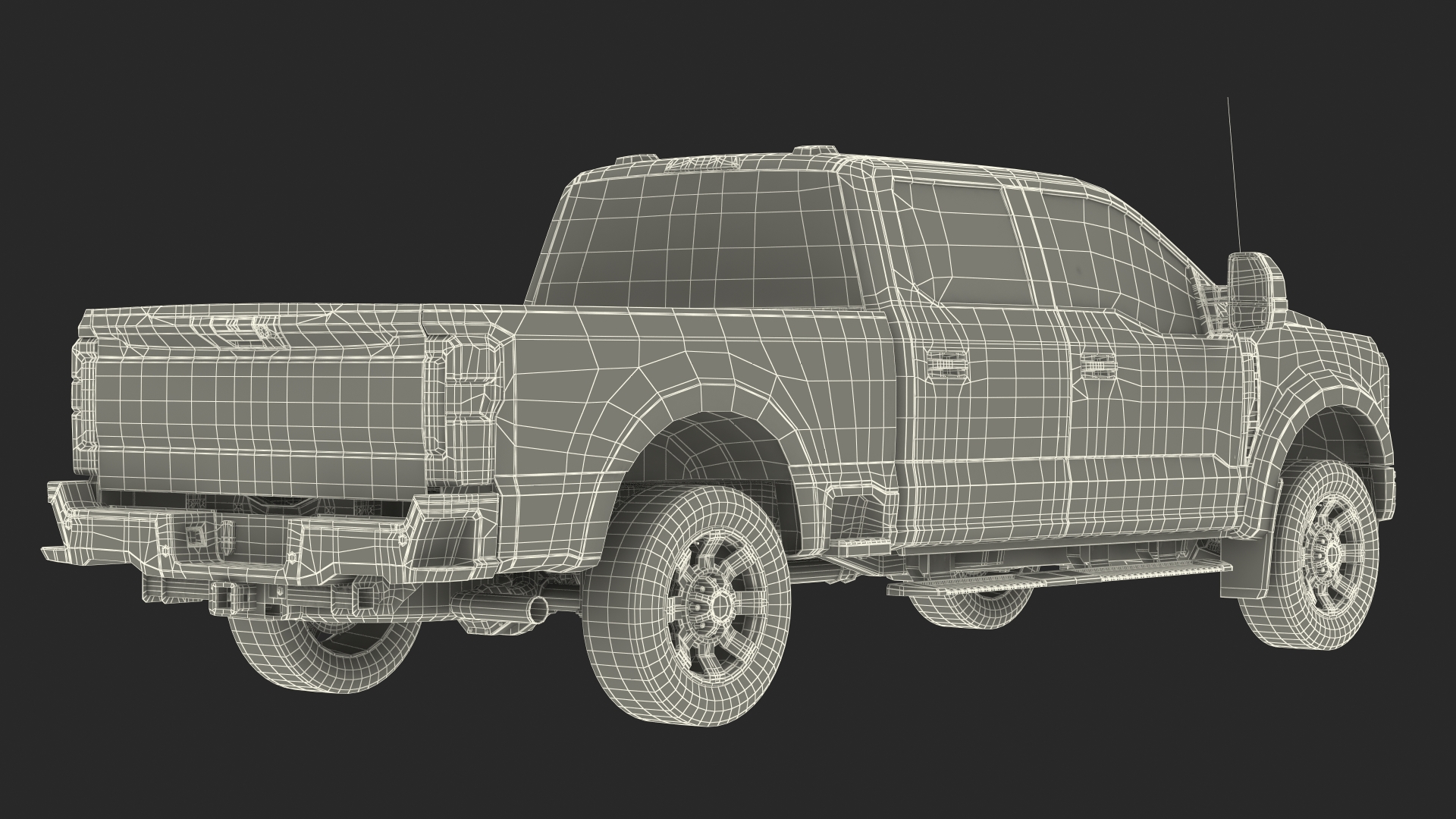 White Heavy Duty Pickup Truck 3D model