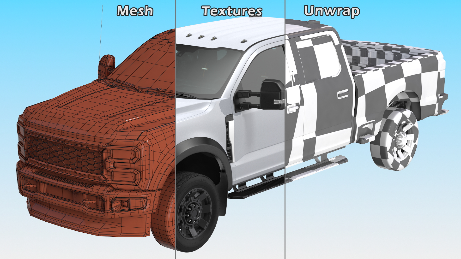 White Heavy Duty Pickup Truck 3D model