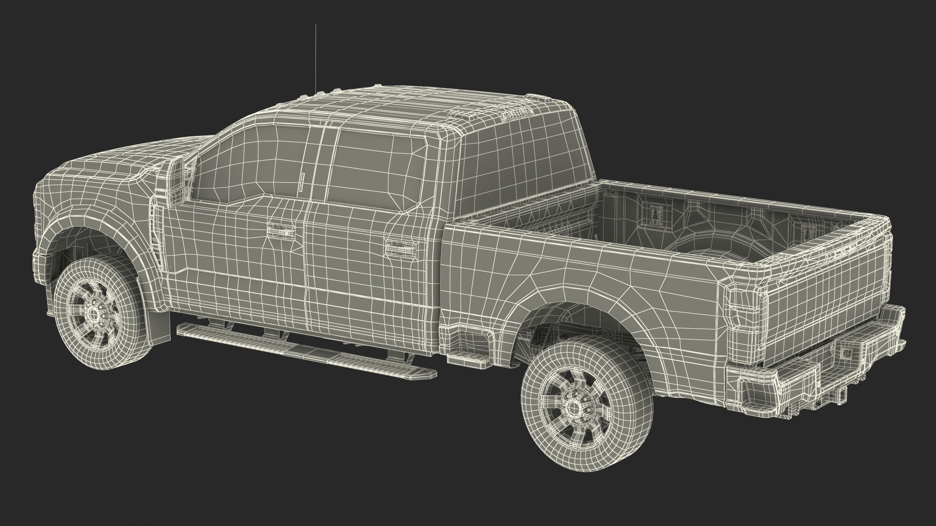 White Heavy Duty Pickup Truck 3D model