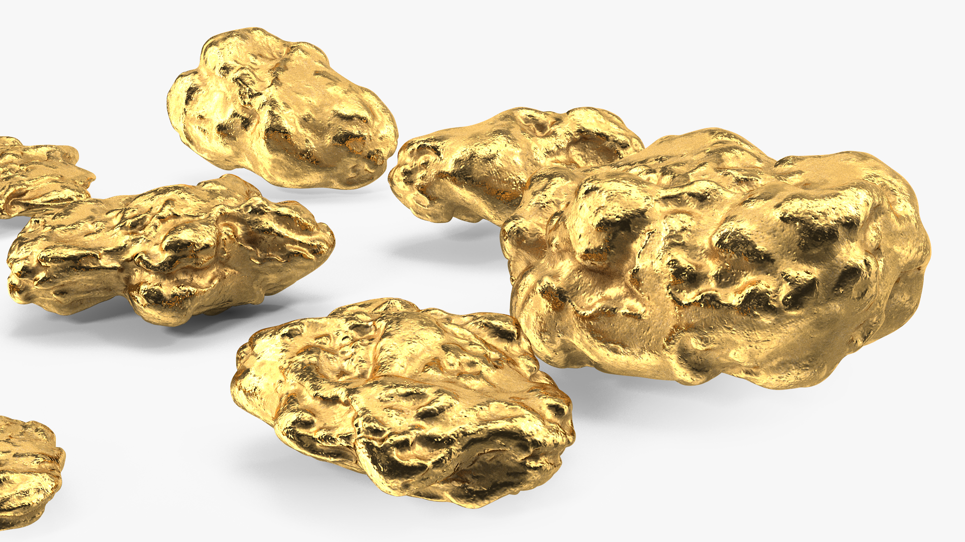 3D Metallic Minerals Gold Set