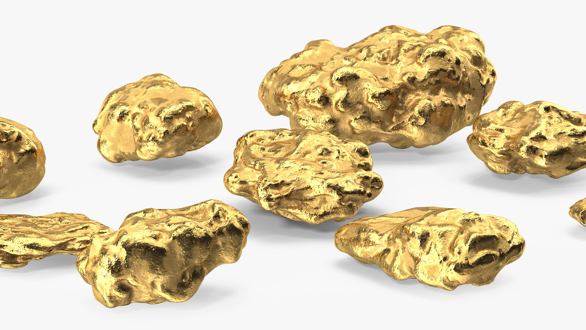 3D Metallic Minerals Gold Set