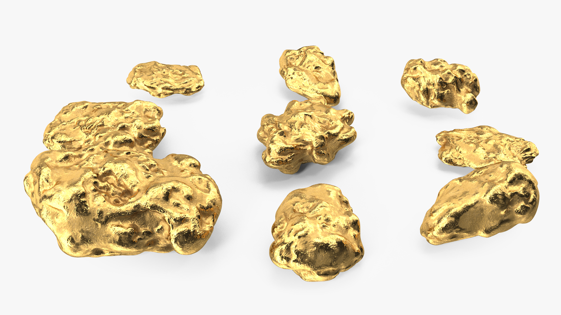 3D Metallic Minerals Gold Set