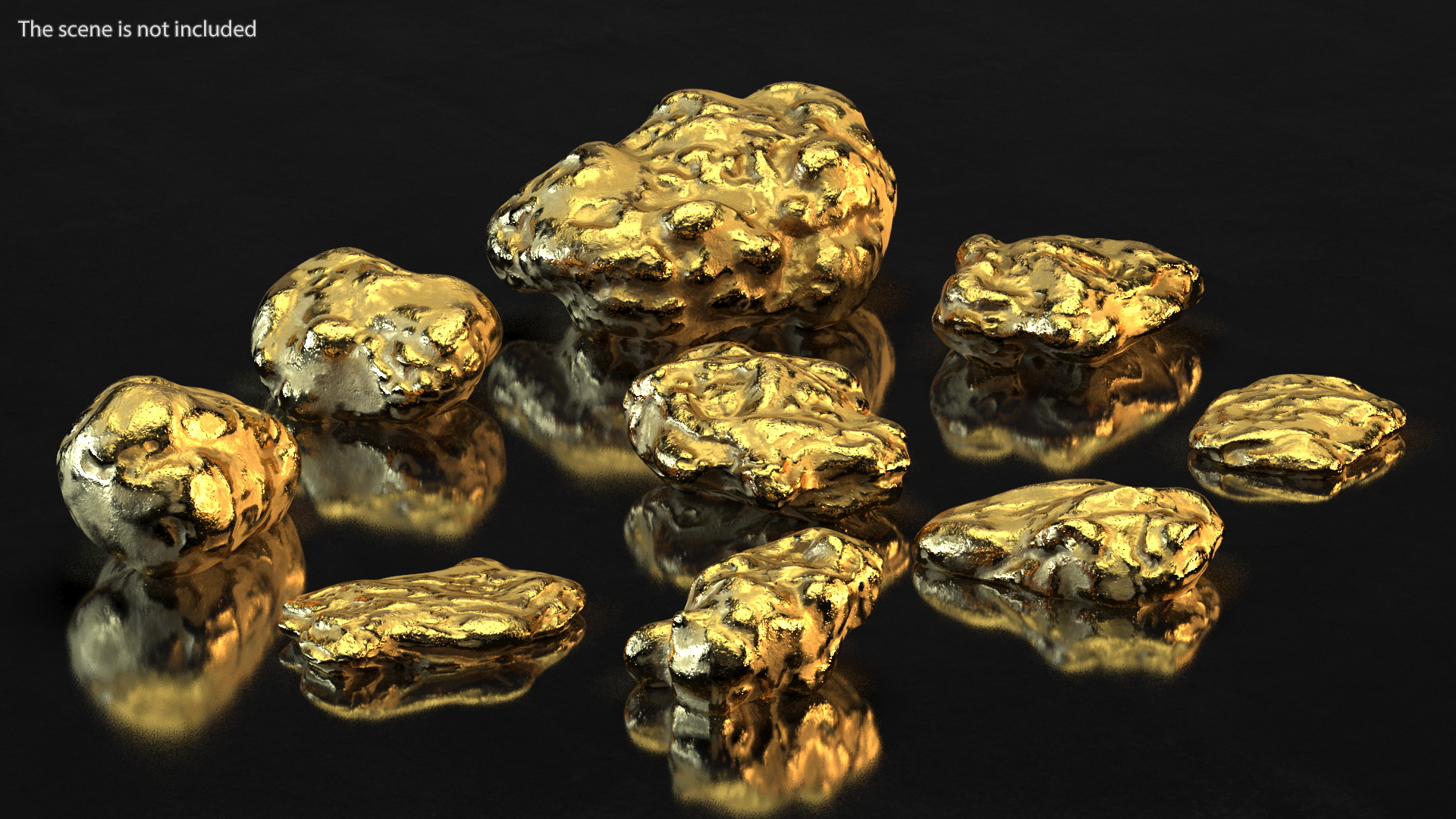 3D Metallic Minerals Gold Set