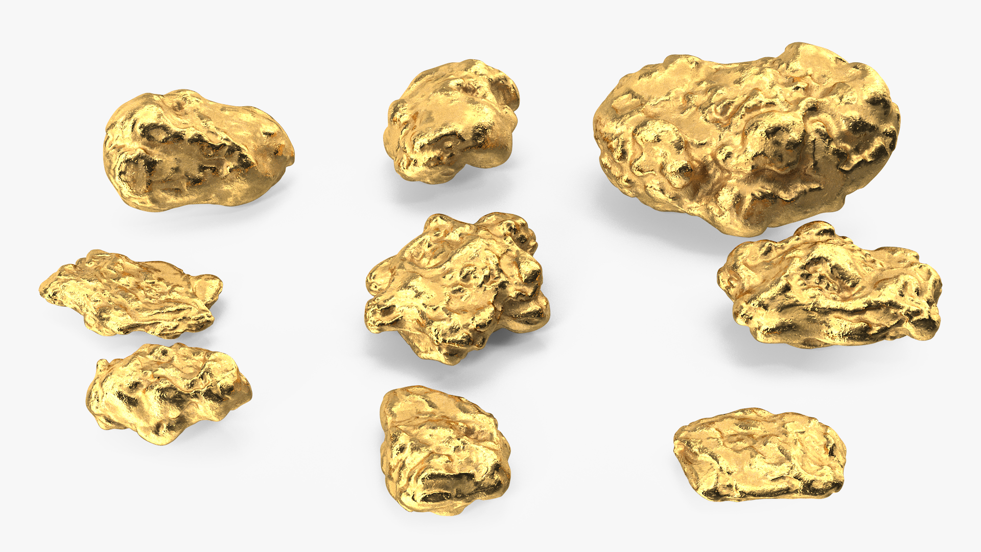 3D Metallic Minerals Gold Set