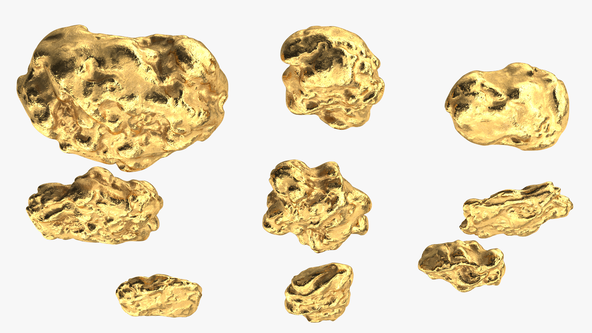 3D Metallic Minerals Gold Set