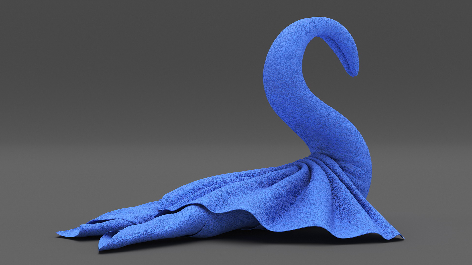 3D Blue Towel Swan with Spread Wings model