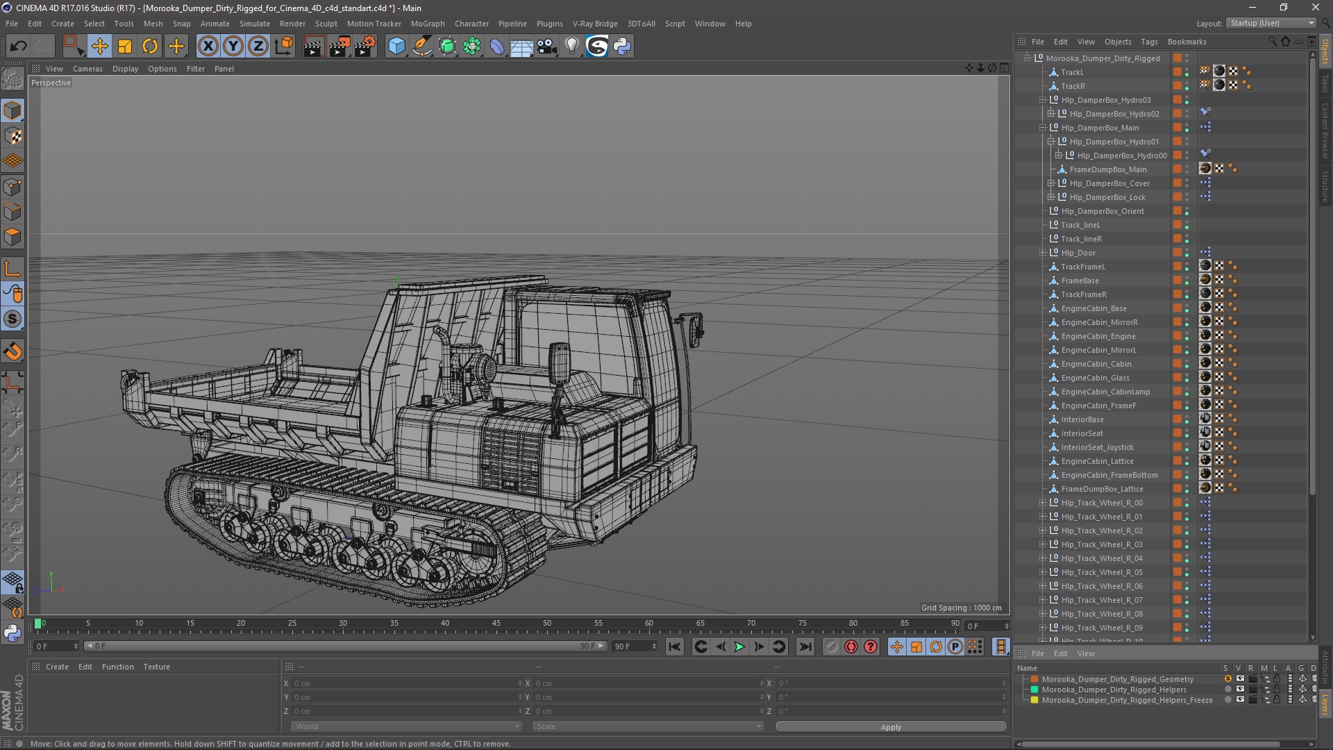 3D Morooka Dumper Dirty Rigged for Cinema 4D