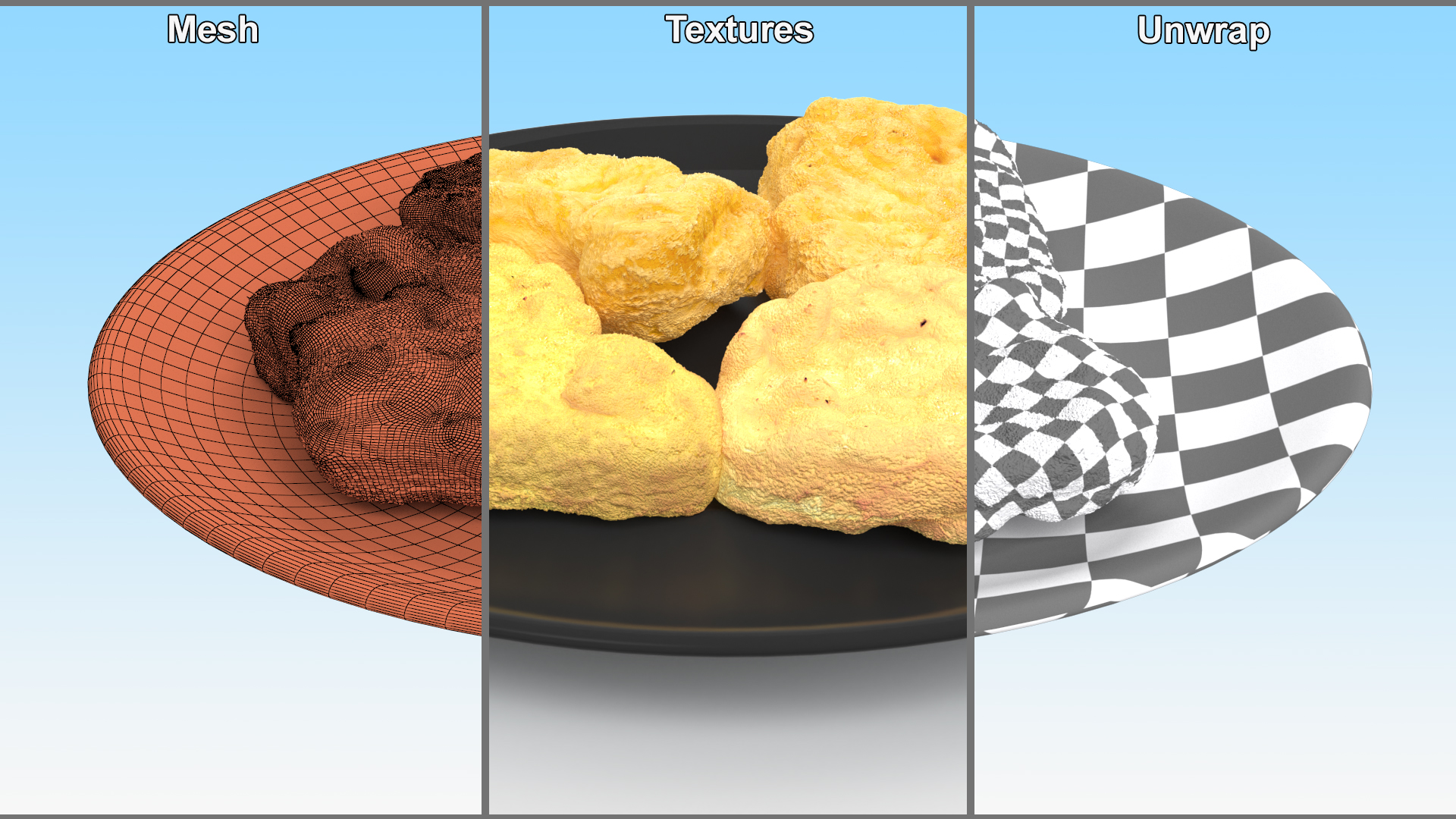 Nuggets on Black Plate 3D