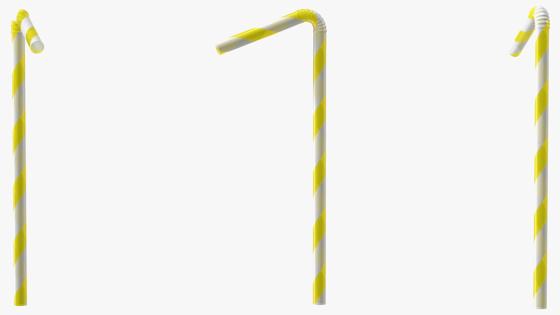 3D model Bendy Plastic Drinking Straw Yellow