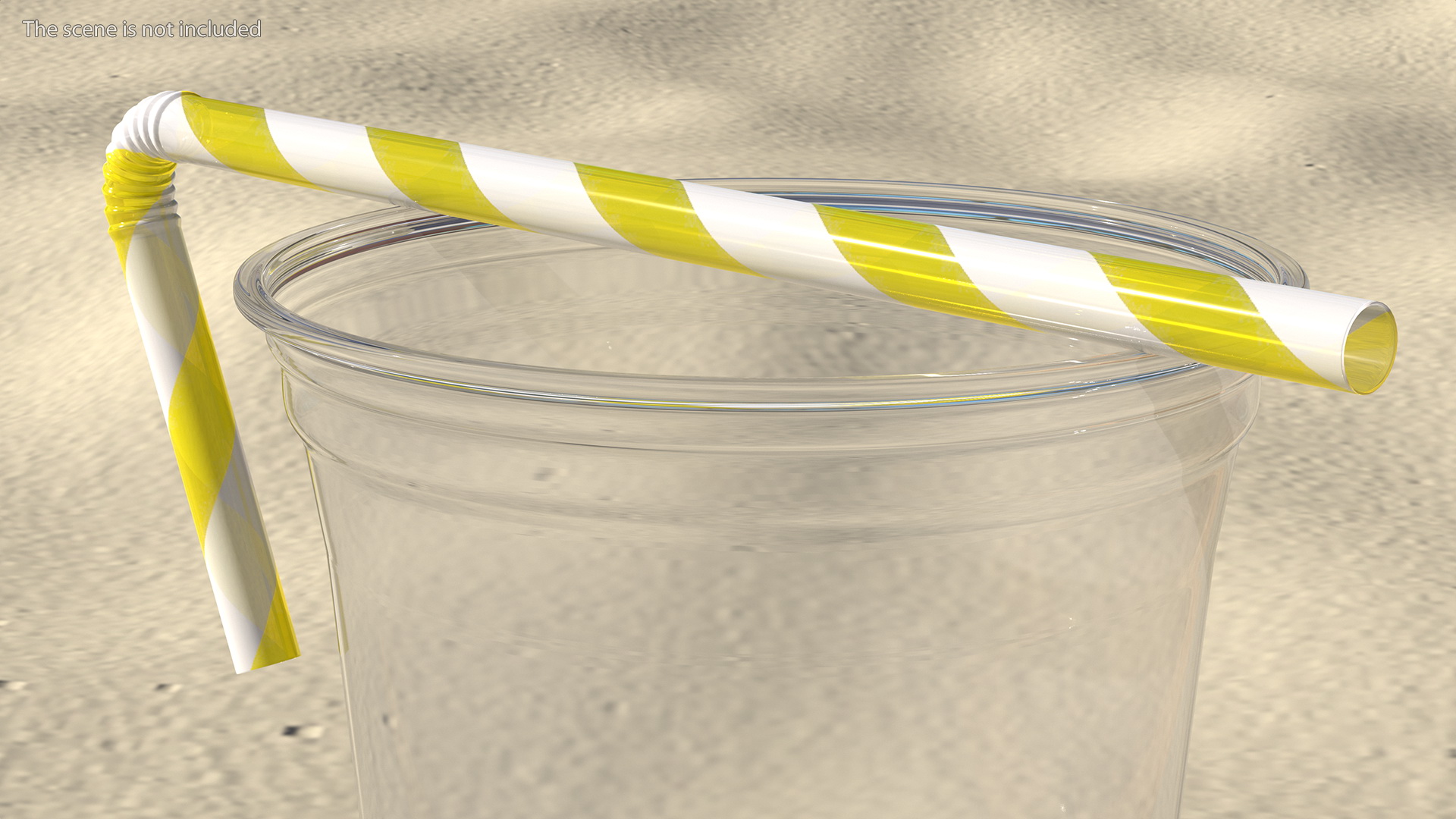 3D model Bendy Plastic Drinking Straw Yellow