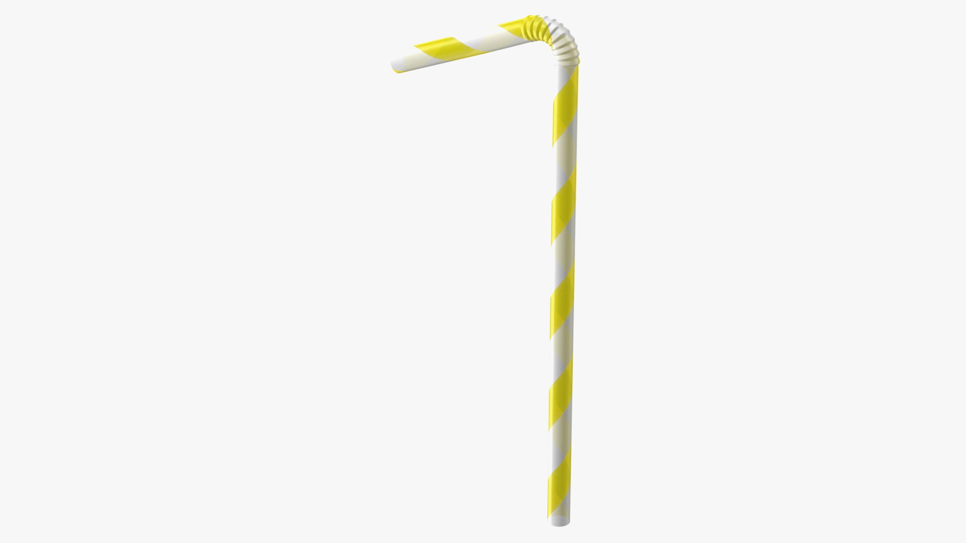 3D model Bendy Plastic Drinking Straw Yellow