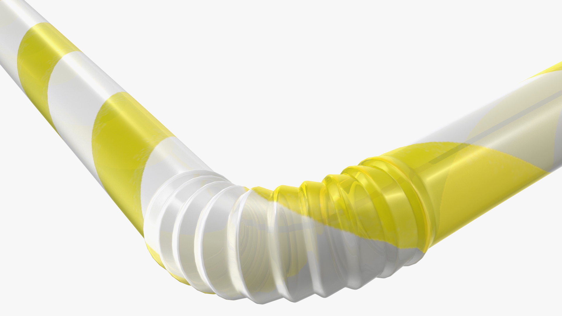 3D model Bendy Plastic Drinking Straw Yellow