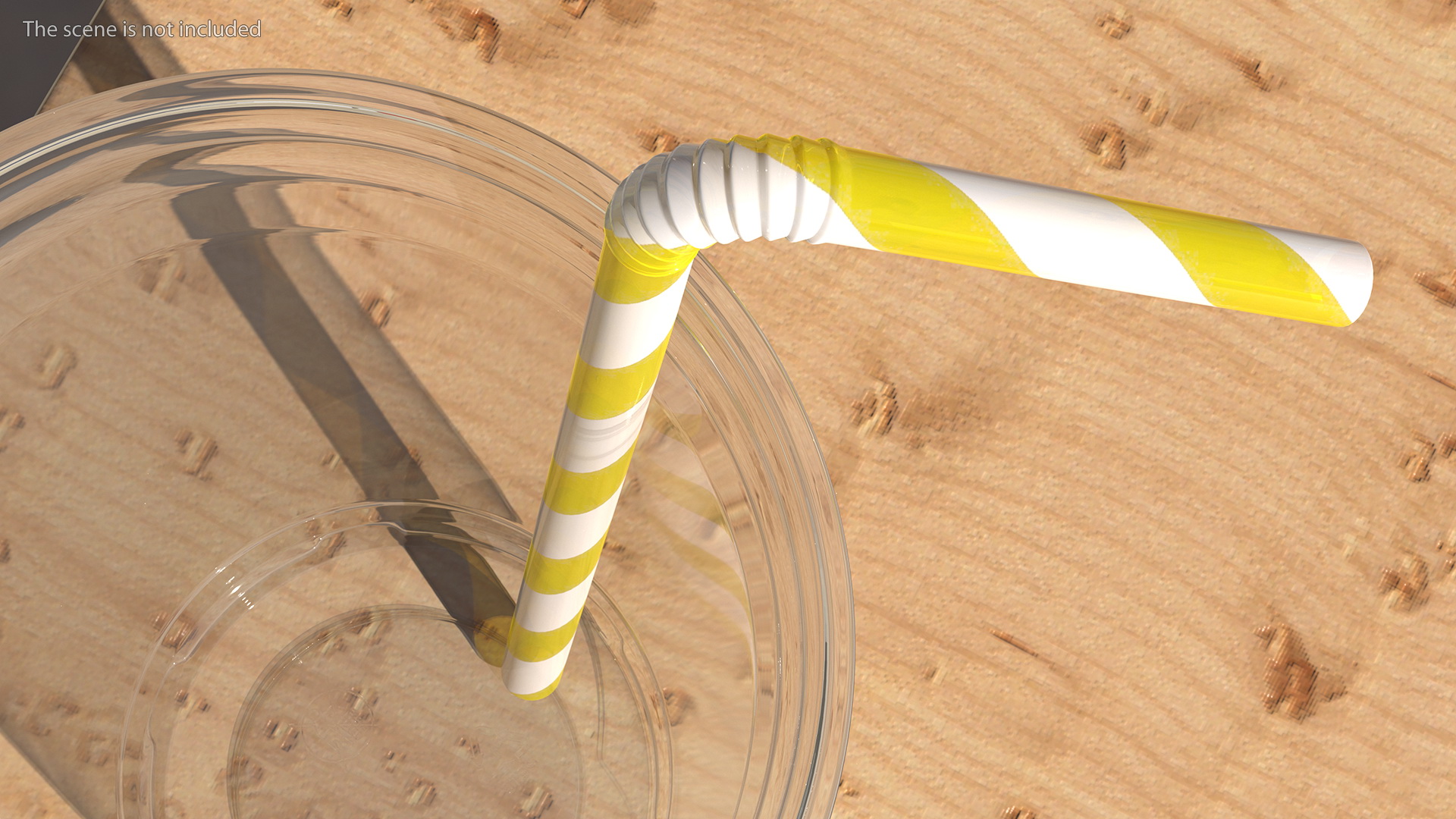 3D model Bendy Plastic Drinking Straw Yellow