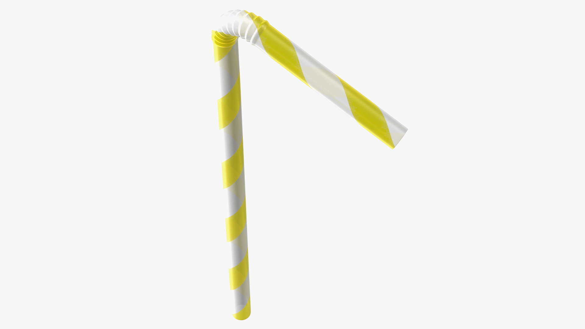 3D model Bendy Plastic Drinking Straw Yellow