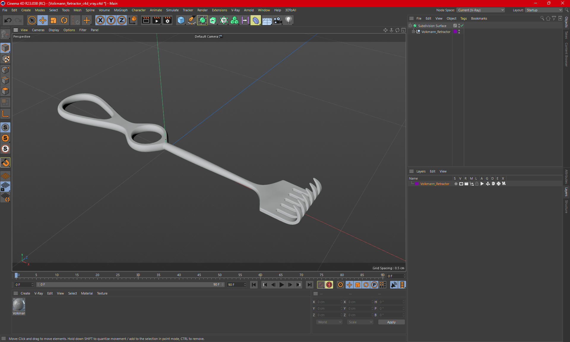 3D Volkmann Retractor model