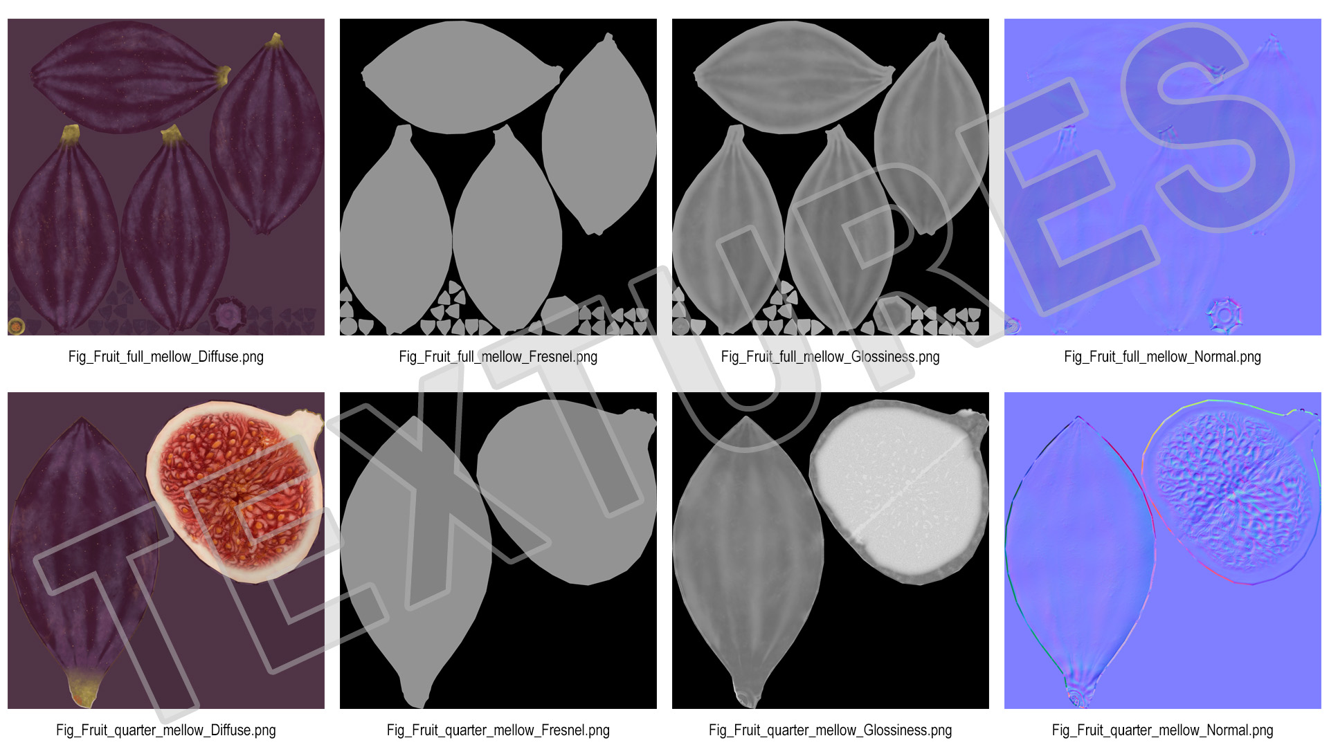 3D Fresh Riped Fig Whole Quarter and Half on Saucer model