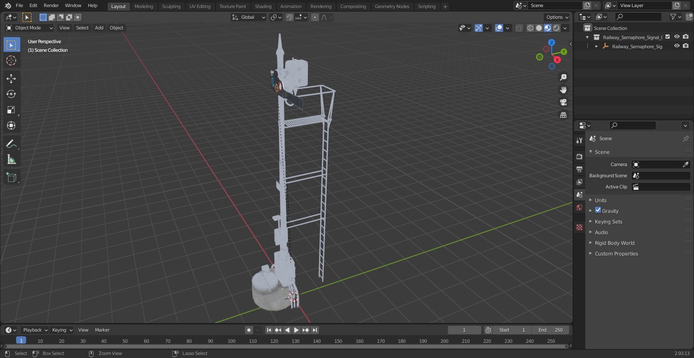 Railway Semaphore Signal 3D model