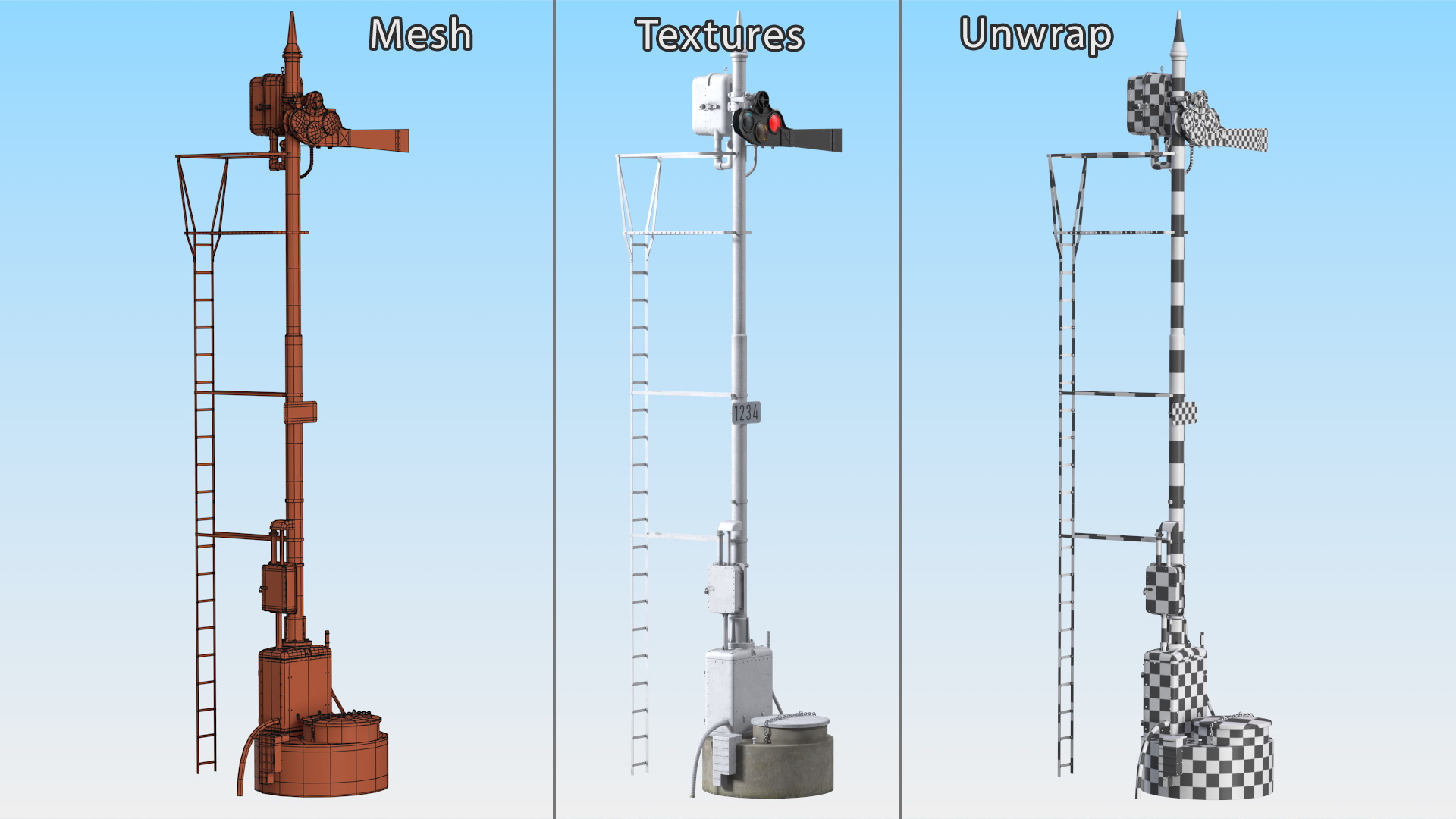 Railway Semaphore Signal 3D model