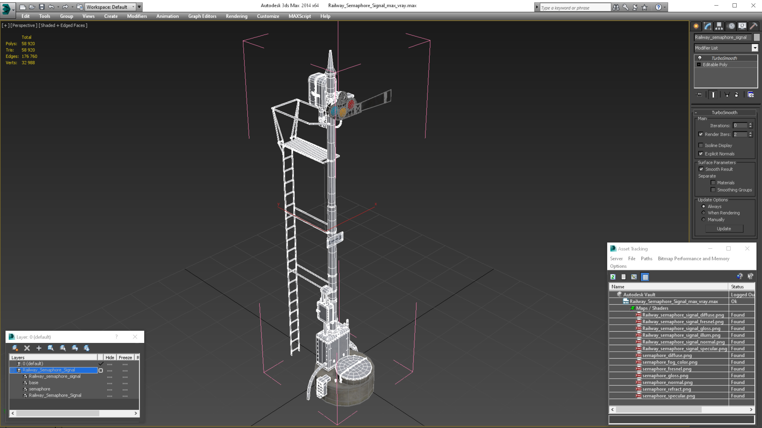 Railway Semaphore Signal 3D model