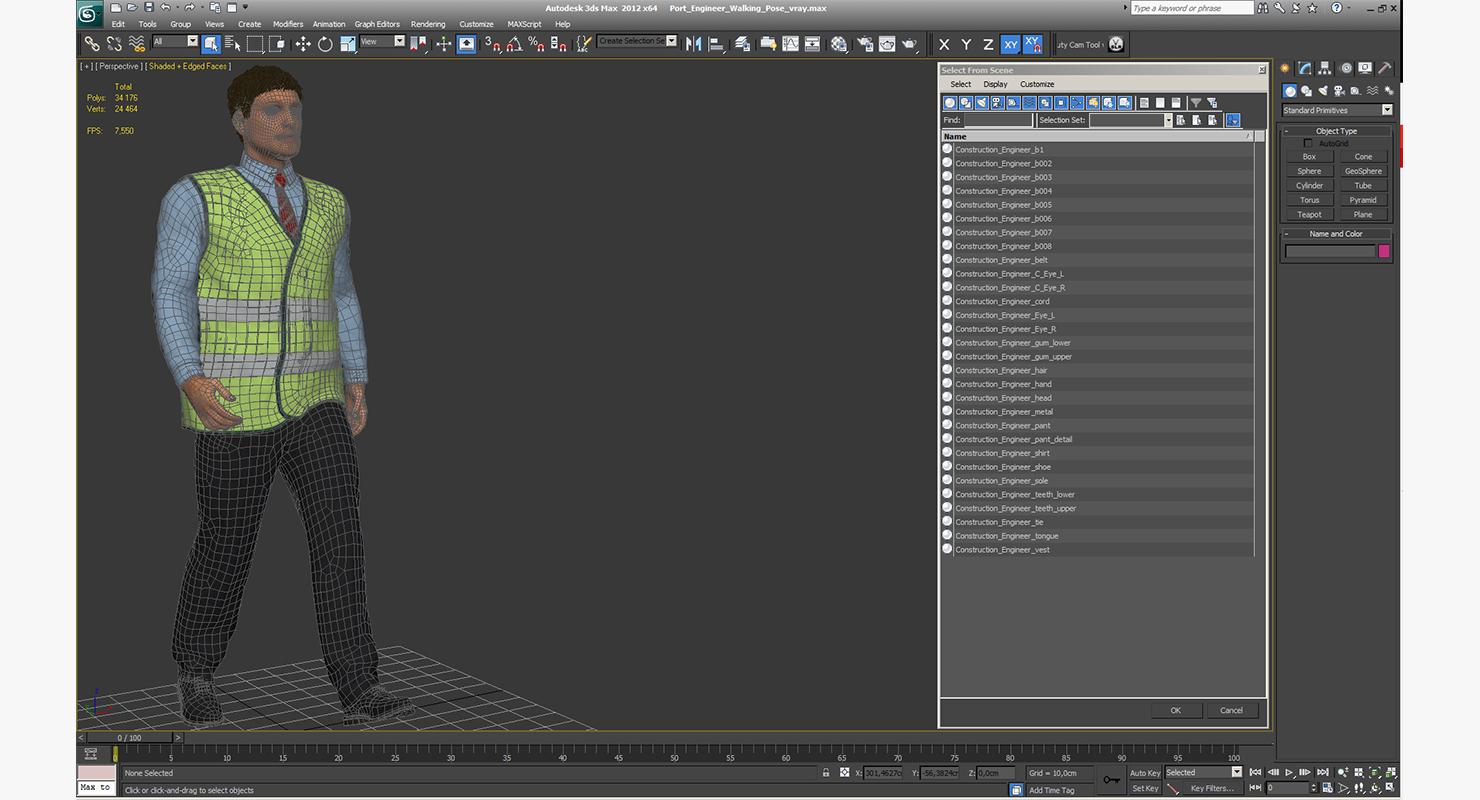 3D Port Engineer Walking Pose