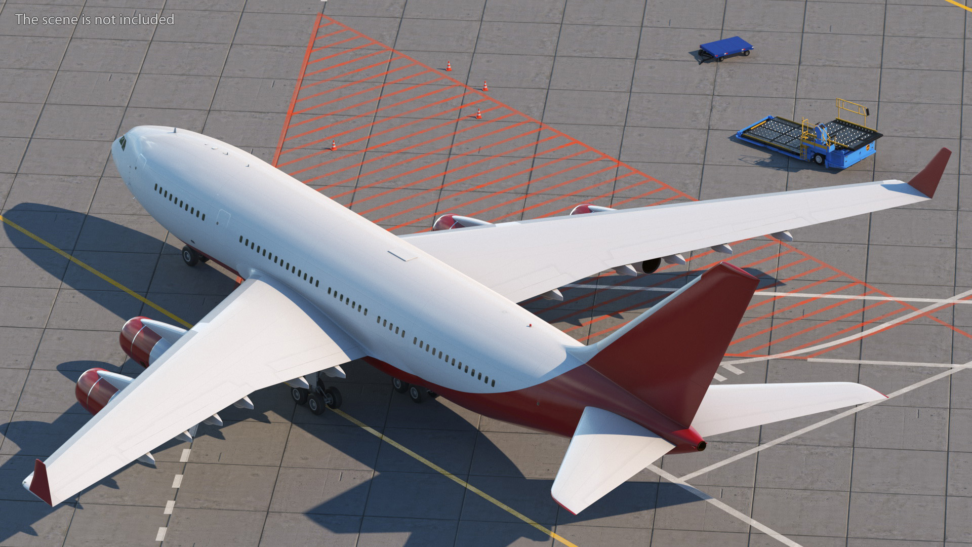 3D Long Range Plane Red Simple Interior Rigged model