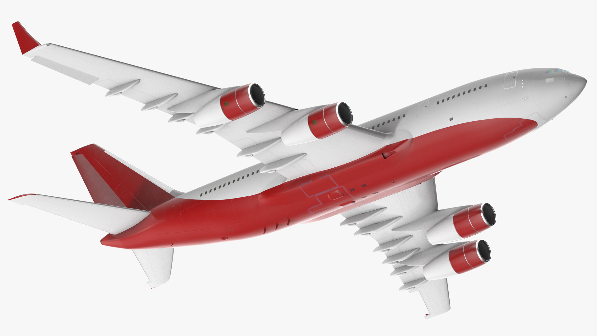 3D Long Range Plane Red Simple Interior Rigged model