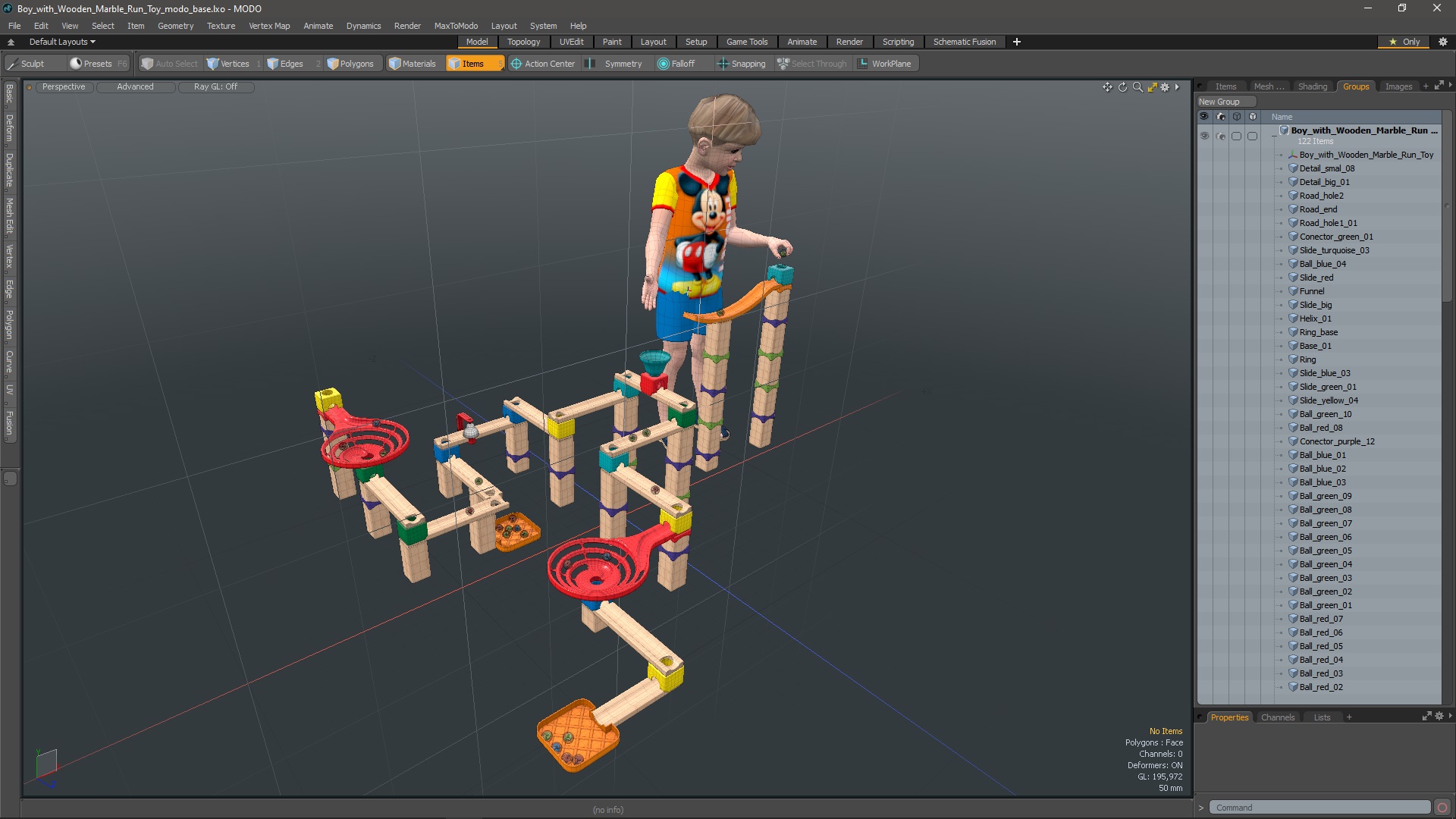 3D model Boy with Wooden Marble Run Toy