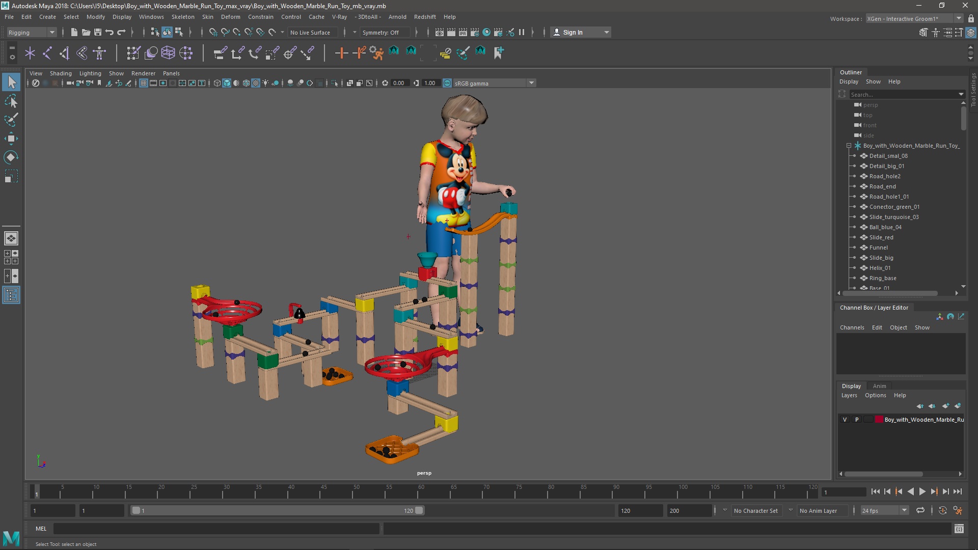 3D model Boy with Wooden Marble Run Toy