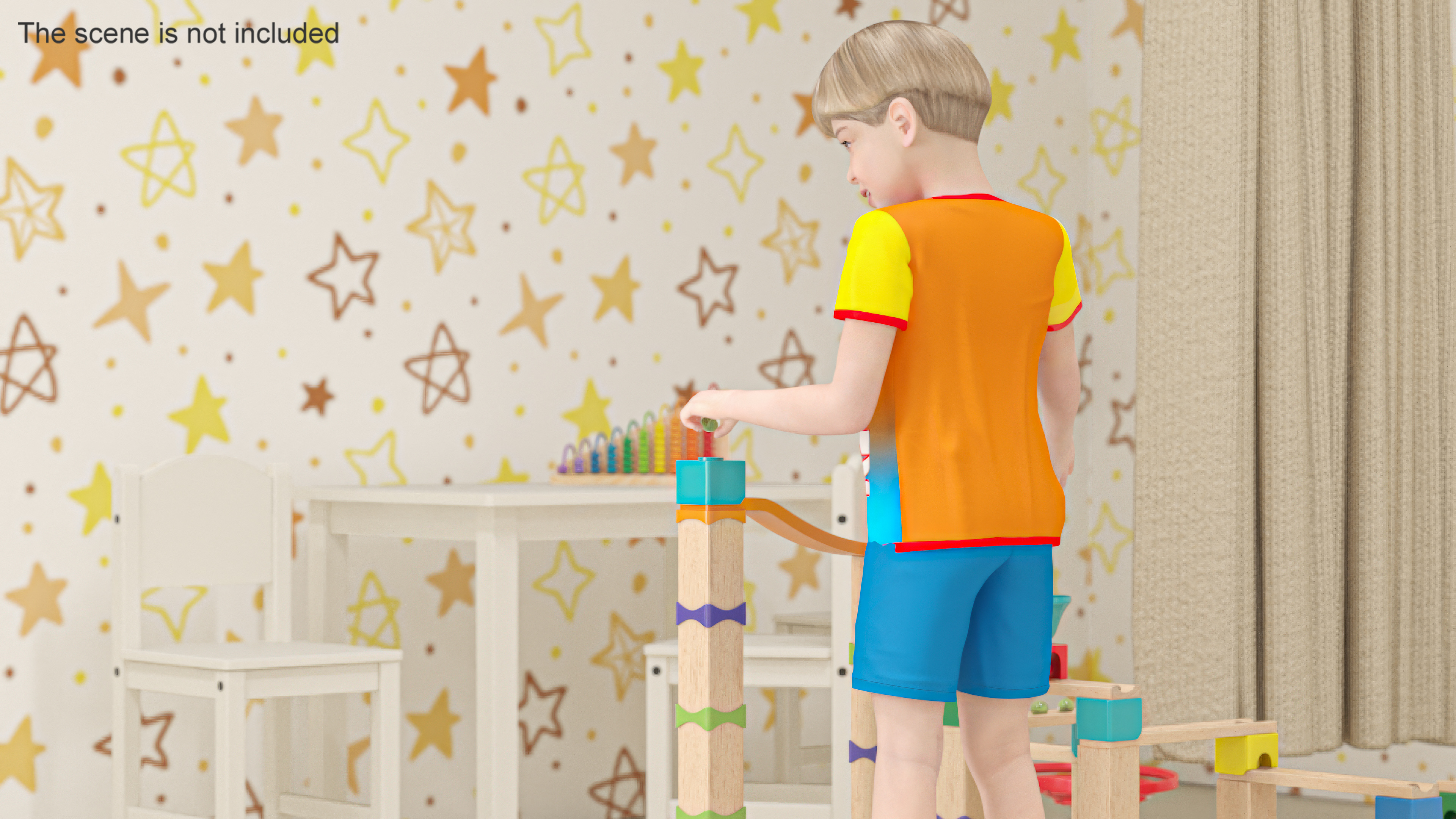 3D model Boy with Wooden Marble Run Toy