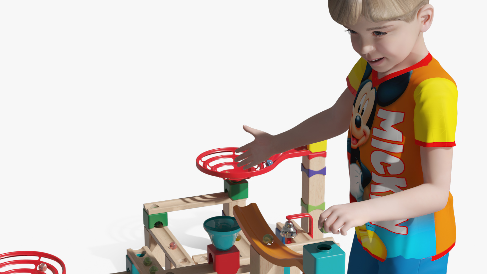 3D model Boy with Wooden Marble Run Toy