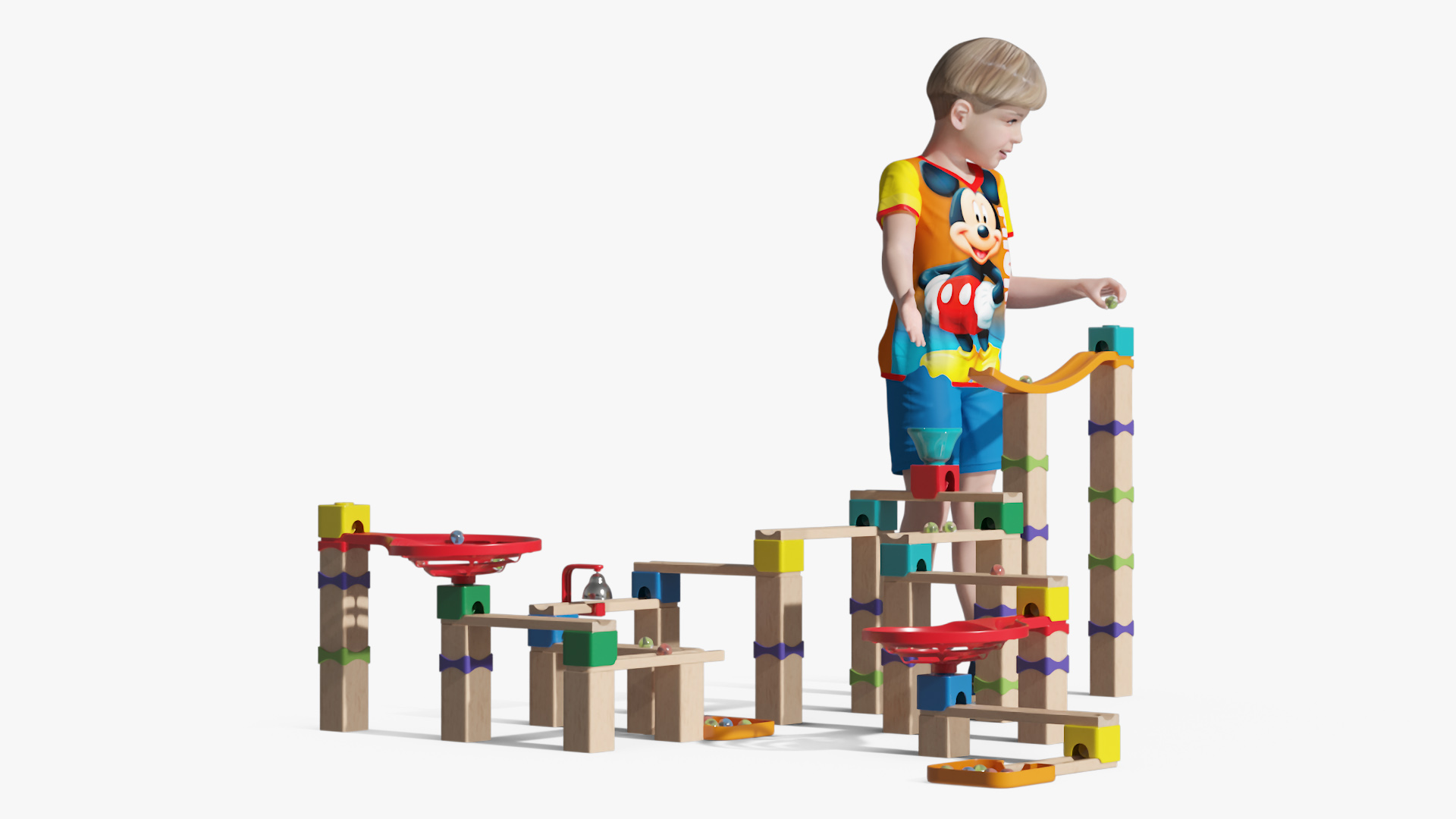 3D model Boy with Wooden Marble Run Toy