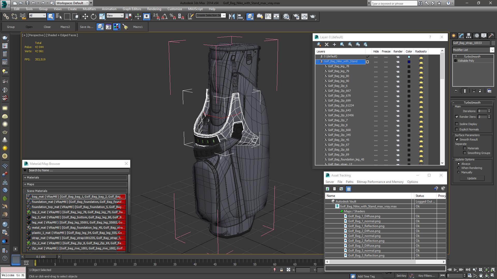 Golf Bag Nike with Stand 3D model