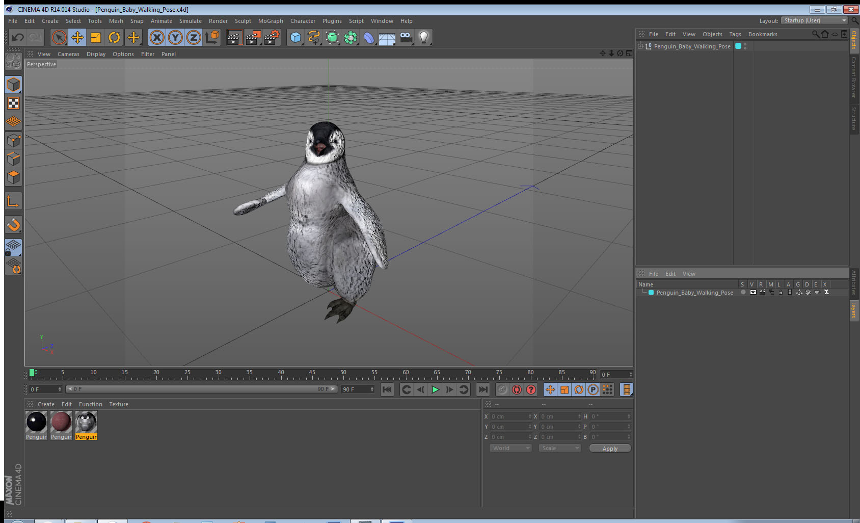 3D model Penguin Baby Walking Pose