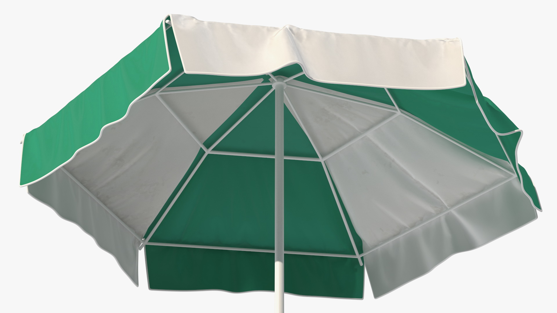 Green and White Patio Garden Umbrella 3D