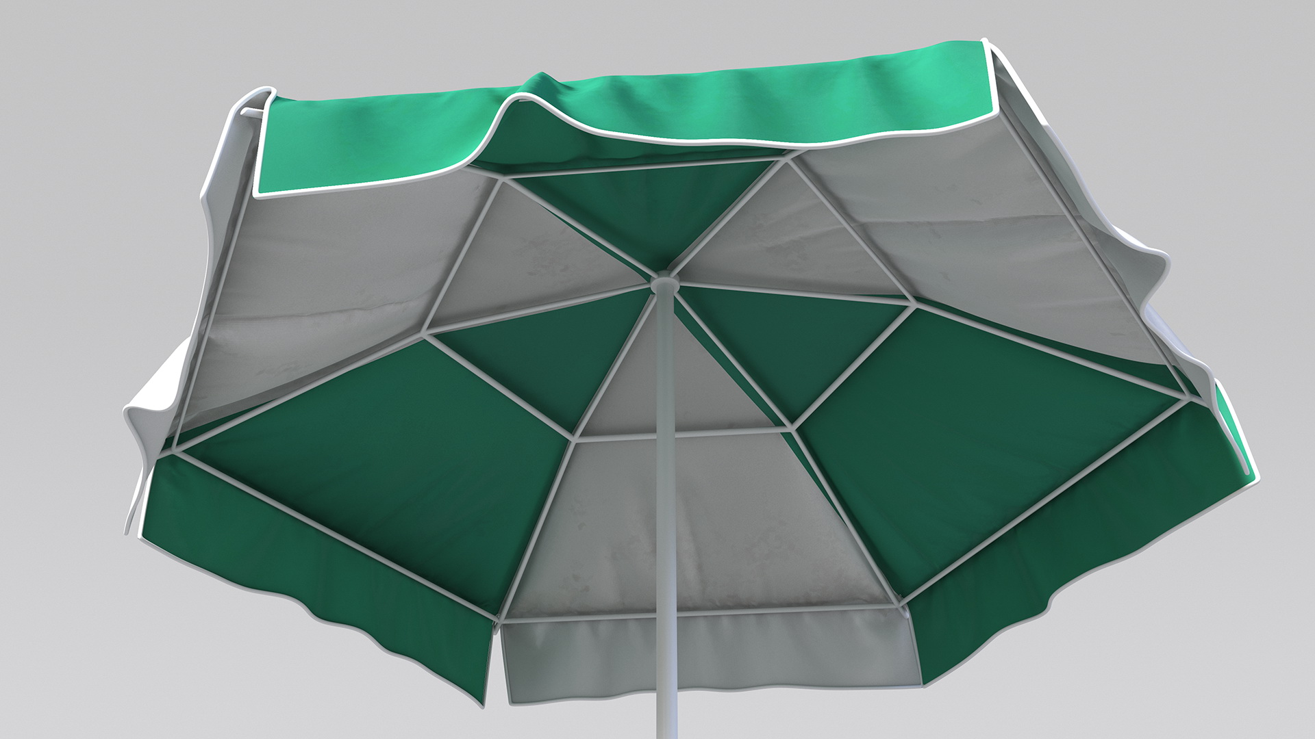 Green and White Patio Garden Umbrella 3D