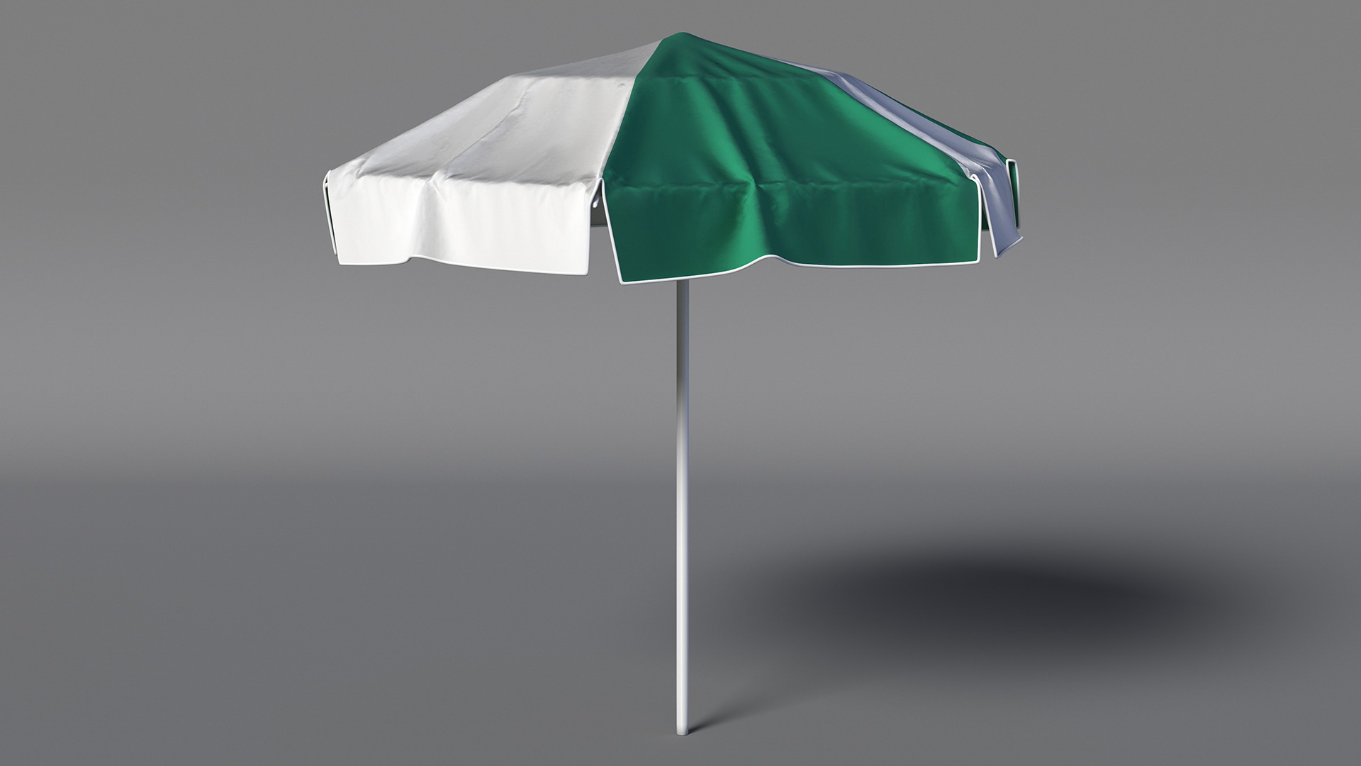 Green and White Patio Garden Umbrella 3D