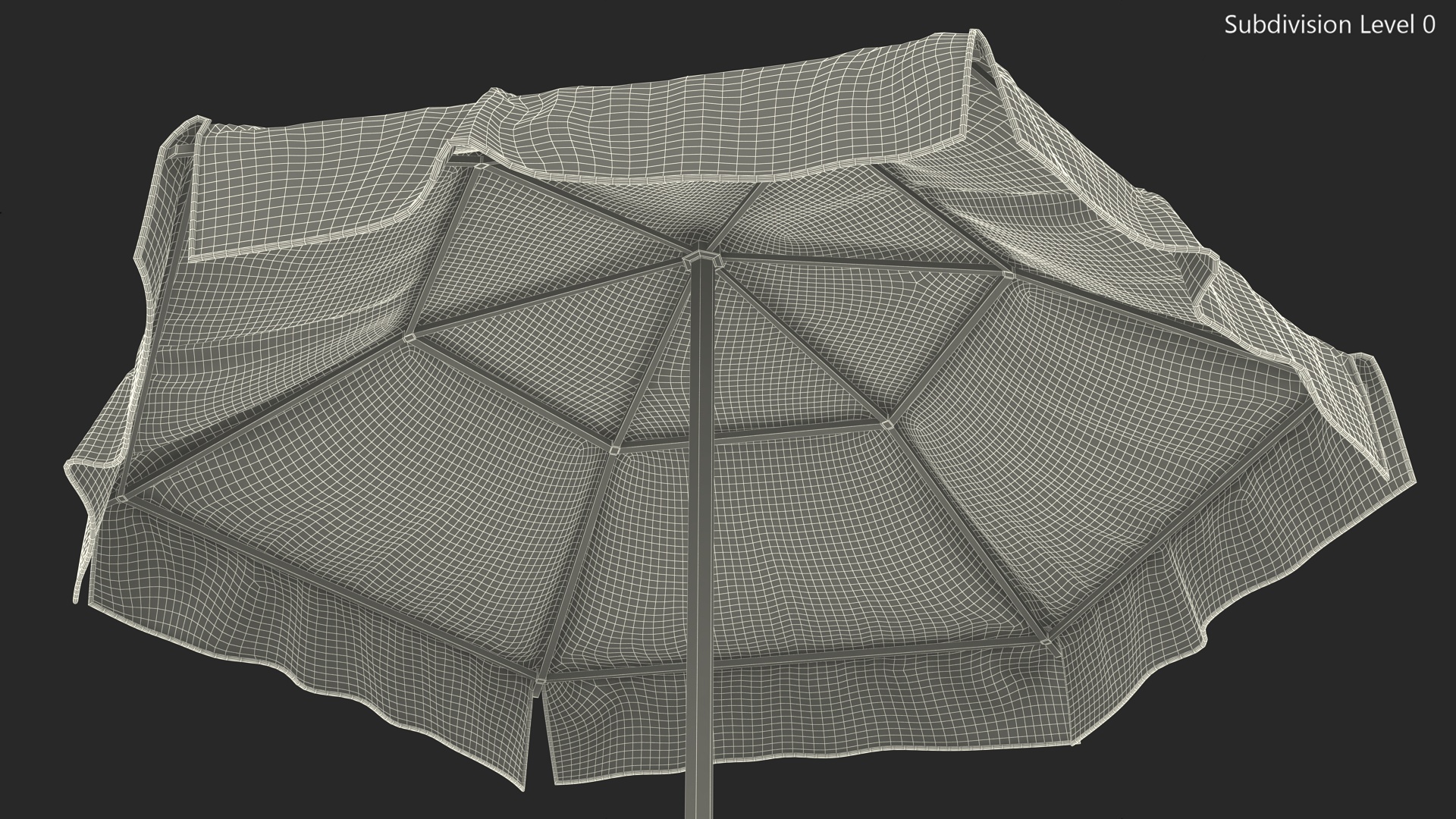 Green and White Patio Garden Umbrella 3D