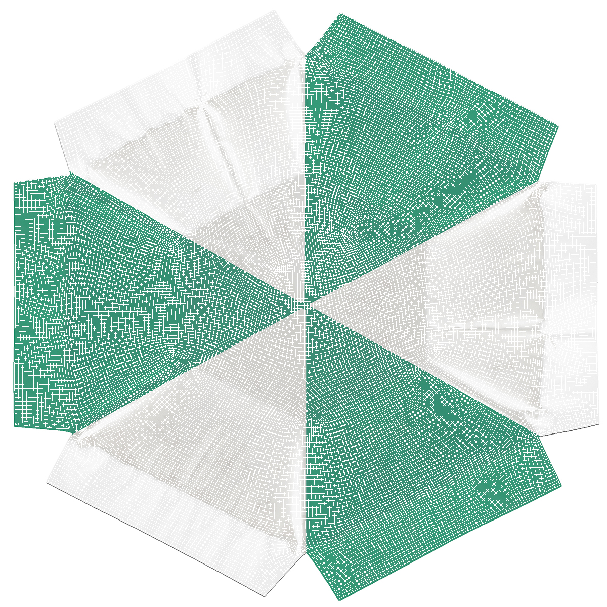 Green and White Patio Garden Umbrella 3D