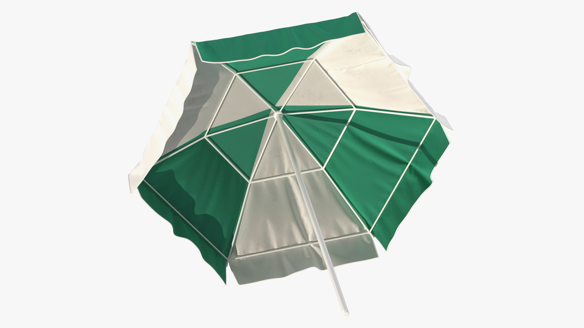 Green and White Patio Garden Umbrella 3D