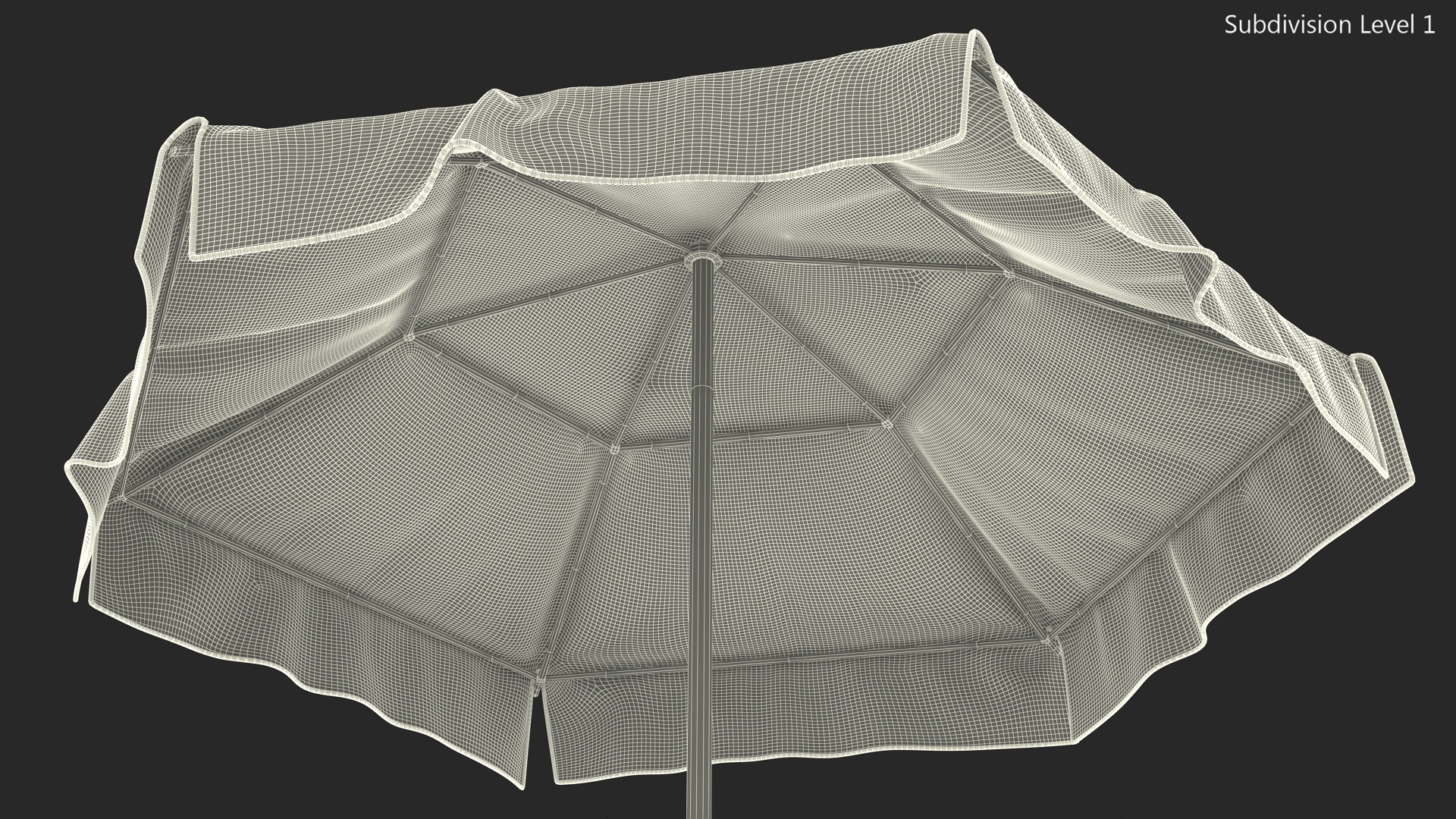 Green and White Patio Garden Umbrella 3D