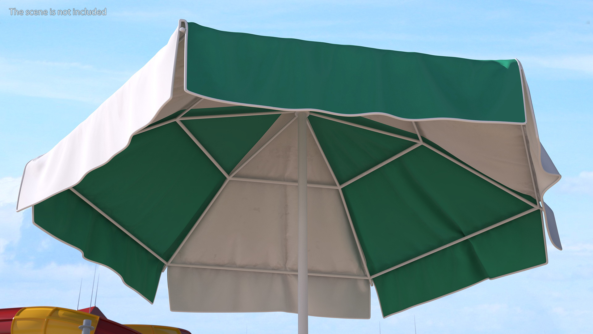 Green and White Patio Garden Umbrella 3D