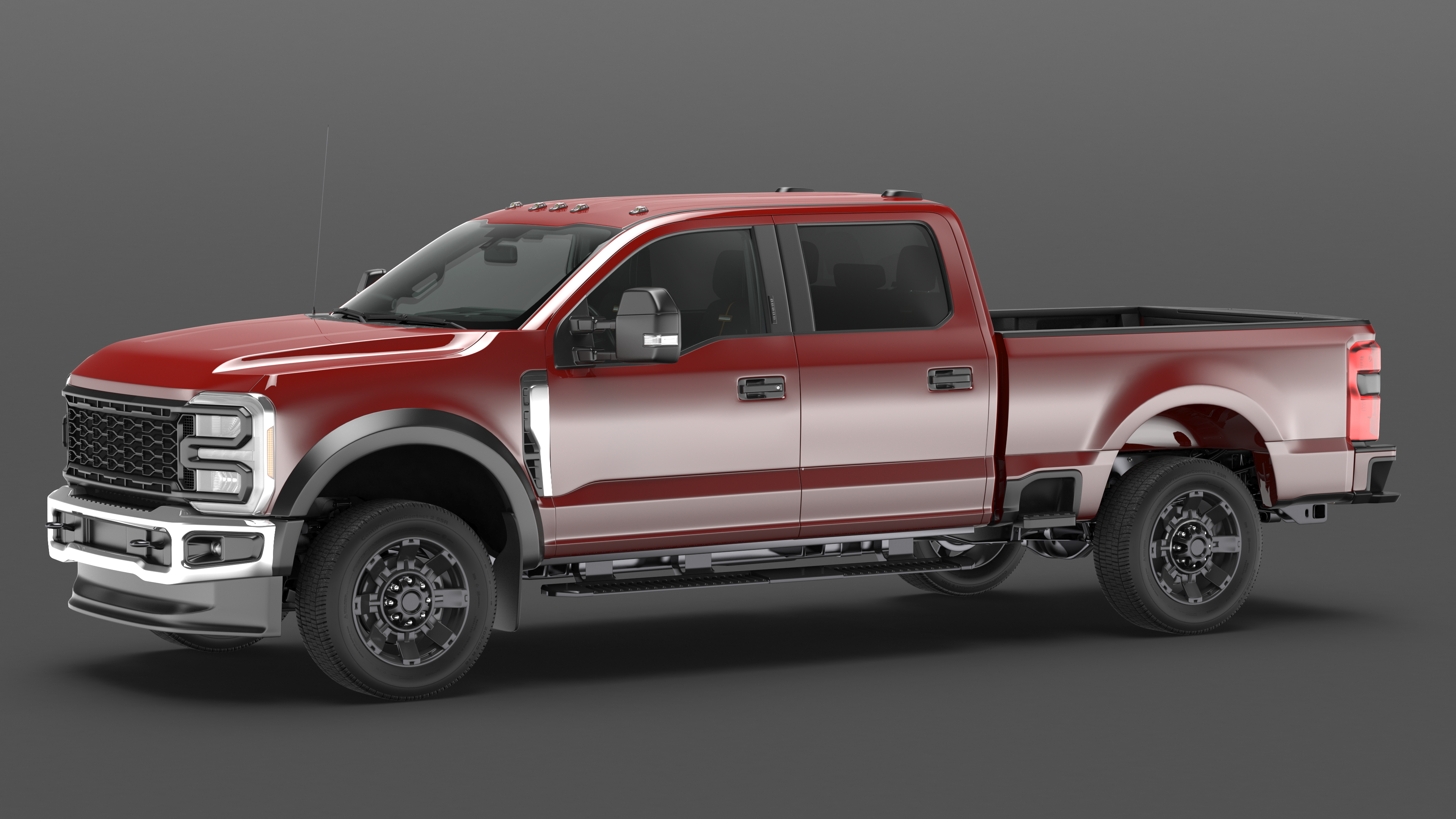 Red Heavy Duty Pickup Truck 3D