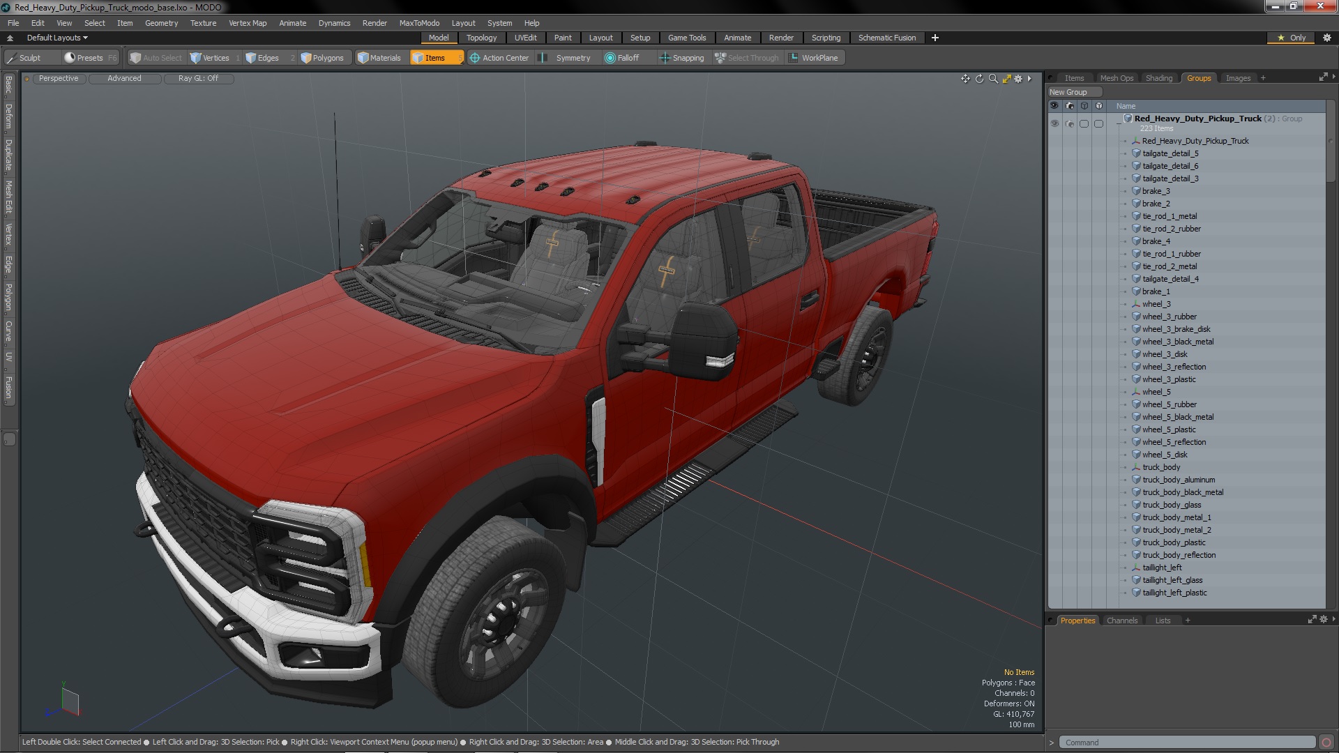 Red Heavy Duty Pickup Truck 3D