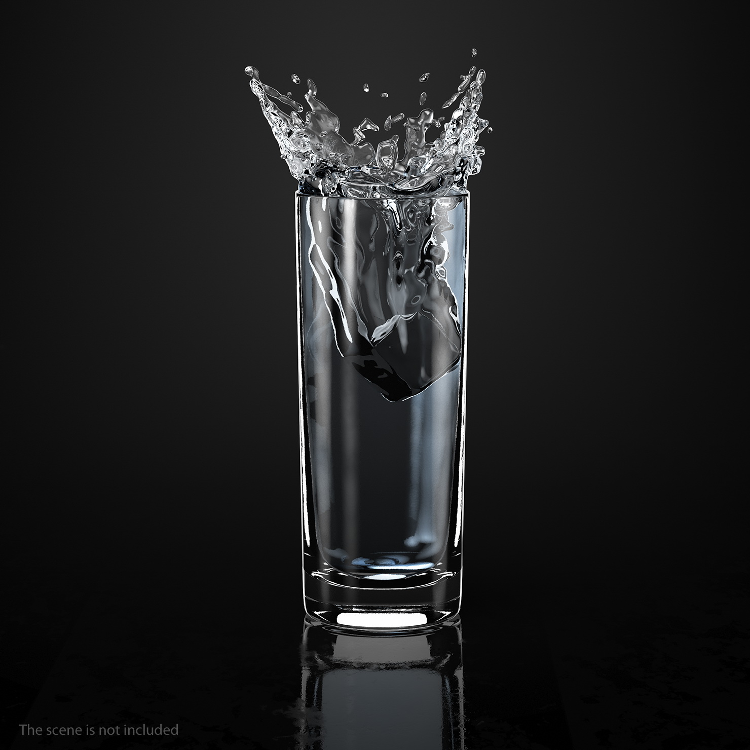 Ice Cube Water Splash in Cocktail Glass 3D model