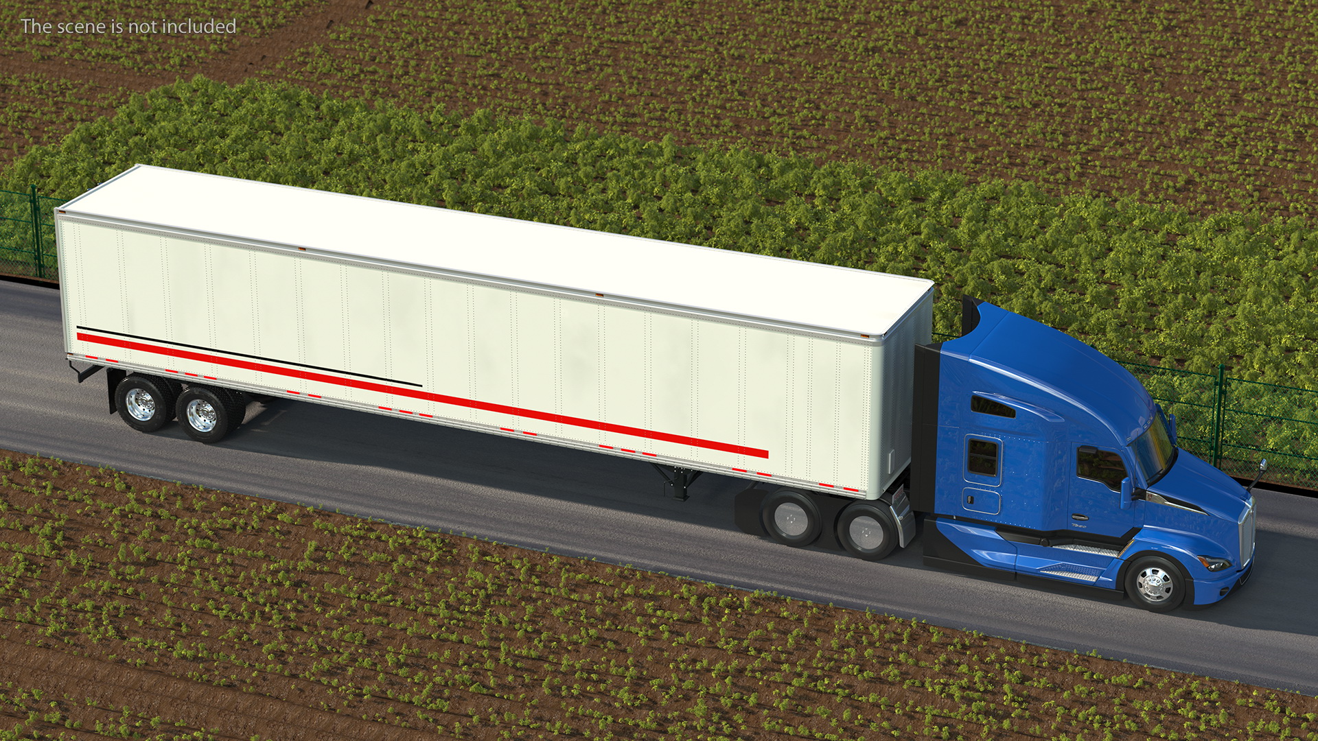 Kenworth Truck With Semi Trailer Rigged 3D model