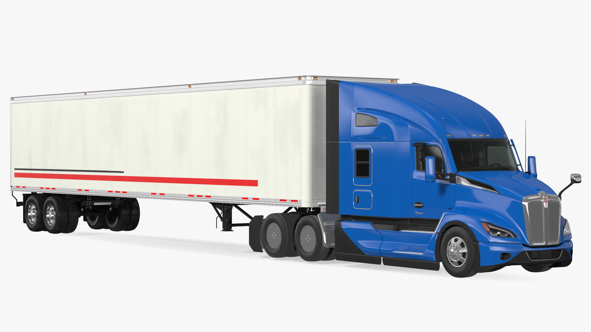 Kenworth Truck With Semi Trailer Rigged 3D model