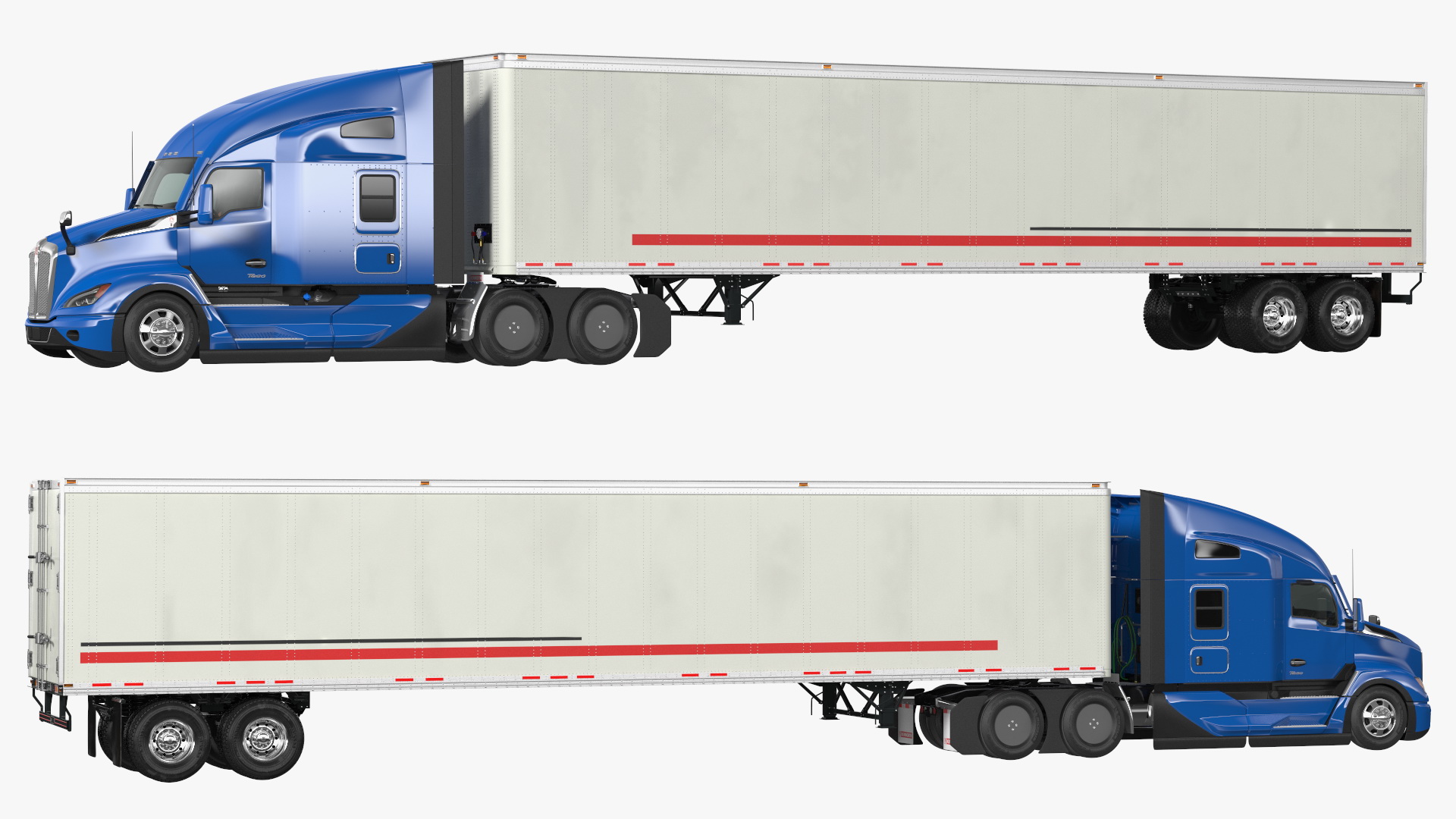 Kenworth Truck With Semi Trailer Rigged 3D model